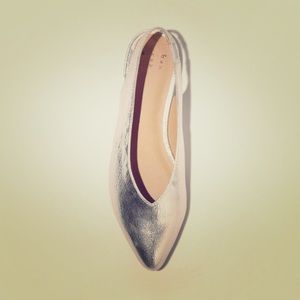 Silver Slingback Flats NWT